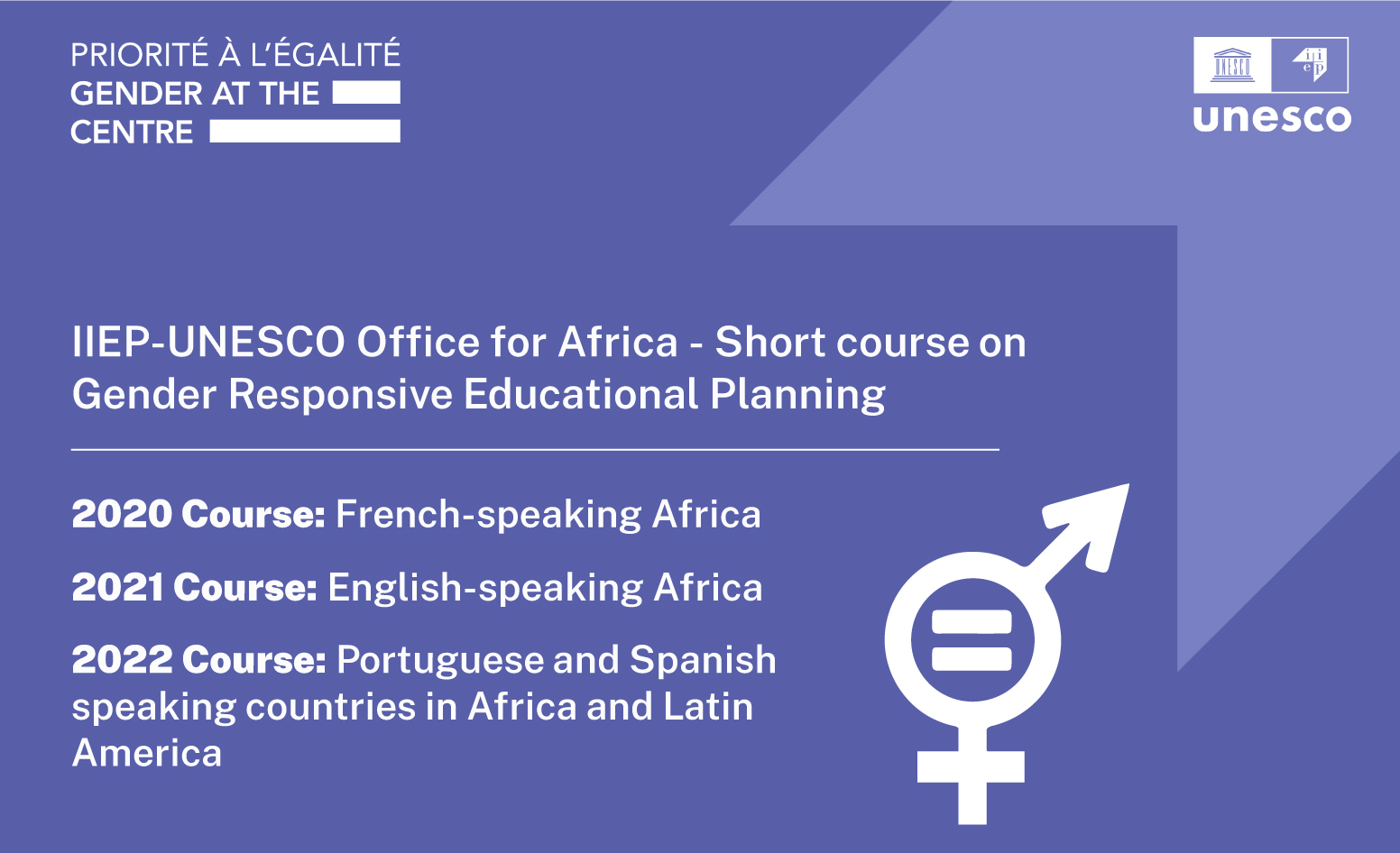 2020 > 2022 programme of the short course on gender-sensitive educational planning